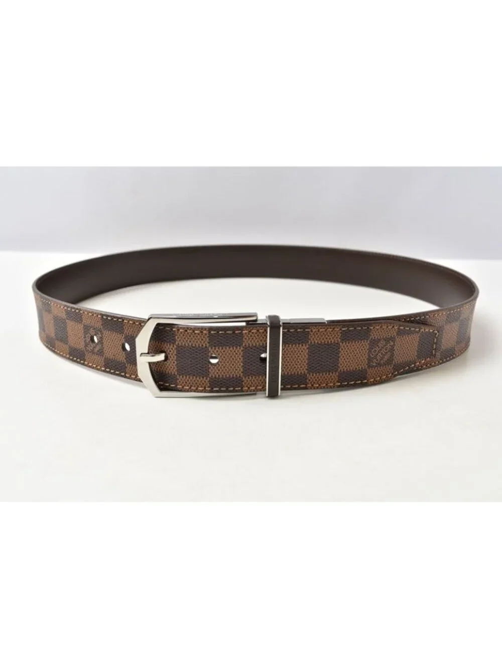 Louis Vuitton Belt Damier Reversible Leather Black Brown 90